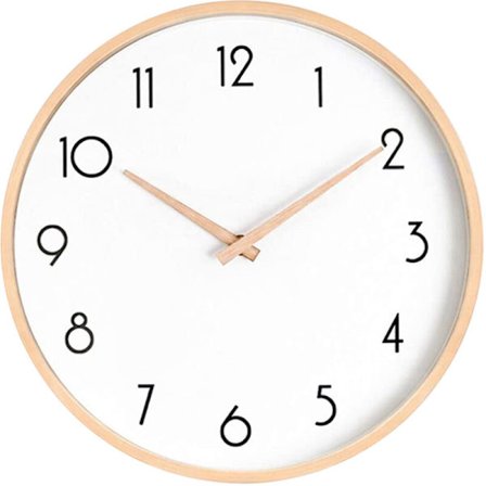 Seinäkellon, hiljainen seinäkello makuuhuoneeseen / kouluun, puukello, 10 tuumaa