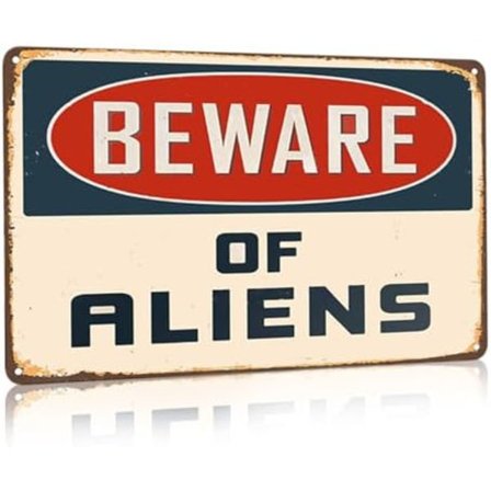 Alien Gifts Vintage Alien Dekor Varning för Aliens Rolig Metallskylt för Hem Sovrum Garage Mancave Skjul Inomhus & Utomhus Dekor 30 x 20 cm