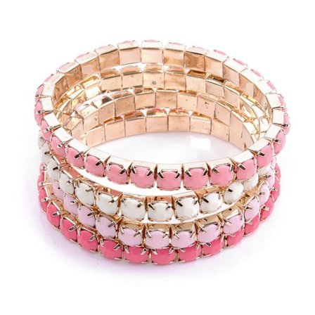 4 st Armband / Pärlarmband i 4 Olika Färger - Rosa & Vita Toner