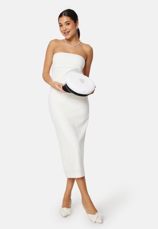 Bubbleroom Occasion Bandeau Midi Dress White XL