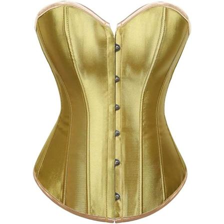 HOU Dam Bustier Korsett Topp Plus Storlek Satin Midja Cincher Overbust Bustiers Gul Liten