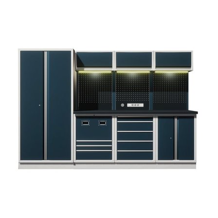 Verkstedinnredning, 2000x2955x550 mm, grå med svart laminat plate