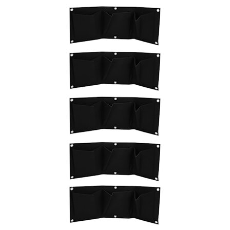 5 Pakke Veggmonterte Planteposer Nedbrytbare 3 Lommers Plantekasse Hagetilbehør Svart