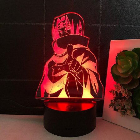 JUSTUP Anime Naruto Nattlampa 3D Illusion Lampa Fjärrkontroll Sakura Barns Juldekoration Lampa -- Uchiha Itachi(Vit/Svart Sits)