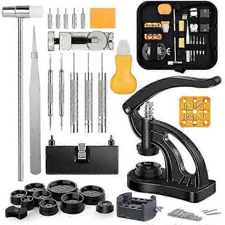 Klockreparationssats + Klockpressverktyg, Verktygssats för byte av klockbatteri, Klockverktygssats med verktyg för borttagning av klocklänkar