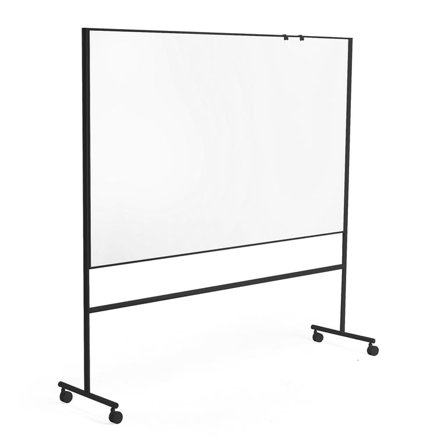 Mobil whiteboardtavle EMMA, dobbelsidig, svart stativ, H1200 B2000 mm