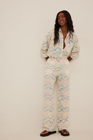 Misslisibell x NA-KD Straight Leg Structured Trousers - Pantalons à taille haut - Multicolore - EU 34