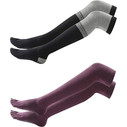 Ylimääräisen pitkät puuvillaiset raidalliset reisi- ja polven yläpuoliset sukat