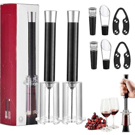 Wino On The Go Vinåbner Sæt, Lufttrykspumpe Vinåbner Sæt, Lufttrykspumpe Flaskeåbner, Vin Flaskeåbner, 100% Ny (FMY)
