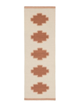 Small Tucson Rug - Off White/Rust Red 80X250 Wool