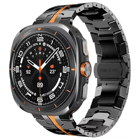 Til Samsung Galaxy Watch Ultra 47mm Sommerfugl Spænde Titanium Legering Urrem - Sort [db]