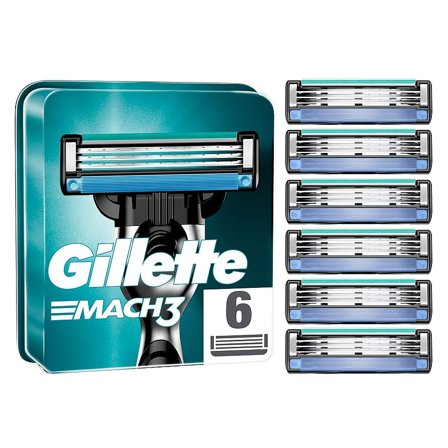 Gillette Mach3 Base Barberblade 6ct, Mænd, Barbering, Skrabere & Blade
