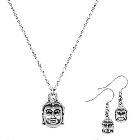 Smyckesset Dam Halsband Örhängen Buddha Halsband Smycken Tillbehör Hängsmycke Halsband Krok Örhängen