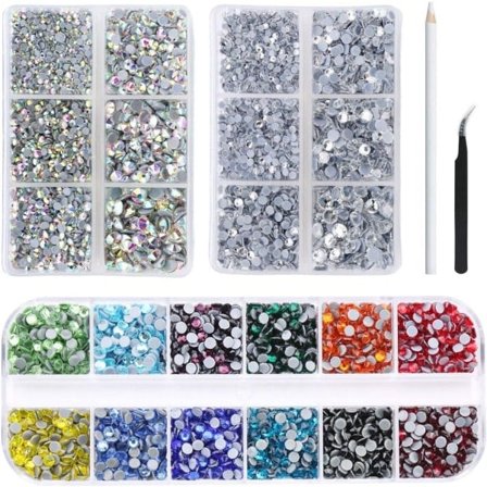 6000 stk Rhinestones Flad Bagside Ædelsten Krystalsæt