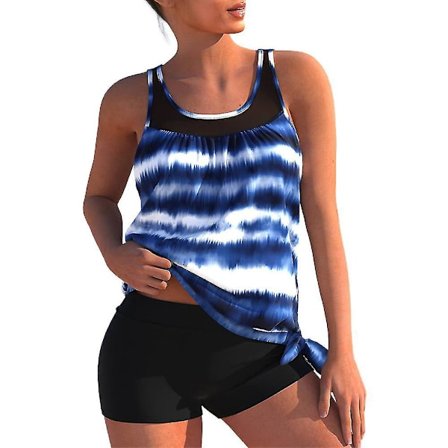 Tankini Badedraktsett med Boyshorts - Kongeblå, Størrelse 3XL