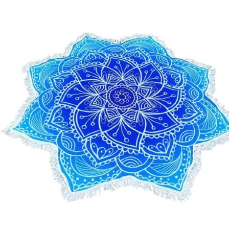 Stor Rund Strand Handduk Filt Pläd i blått mönster Beach Towel