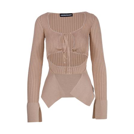 Andrea Adamo T-Shirts , Beige , Dames , Maat: L