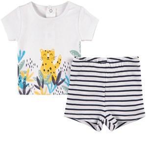 Carrément Beau White Leopard T-shirt And Shorts Set 3 Months - Clothing sets - 3 months - Navy