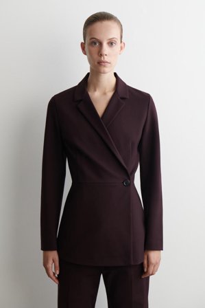 COS Femme Blazer Croisé En Maille Milano Fluide in Rouge