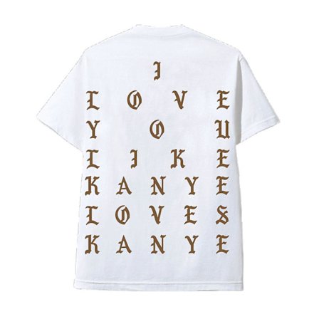 Livet av Pablo White Tee älskar Kanye Brown Font T-shirt