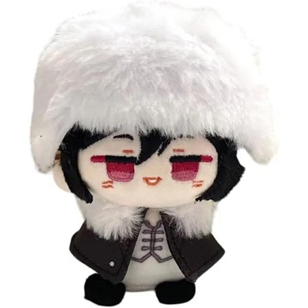 Plysj-nøkkelring, 4" søt Chibi plysjfigur nøkkelringanheng for ryggsekk, Dazai Osamu Chuuya Rampo Dostoevsky plysj for BSD-fans (Dostoevsky)