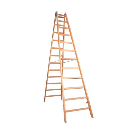 Trätrappstege, 2x12 steg, höjd: 3170 mm