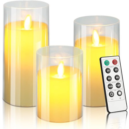3-pack batteridrivna flimmerlösa ljus (D: 7,6 cm x
