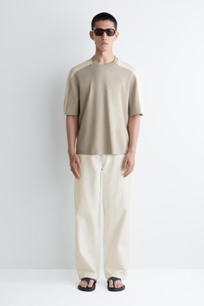 COS Homme T-Shirt En Maille À Panneau Mesh in Beige