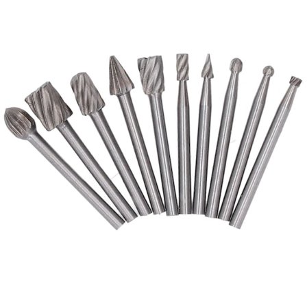 Rotary værktøjssæt 10 stk. Høj hårdhed HSS udskæringsfræser Hurtig spånskæring Slibebit til træplast