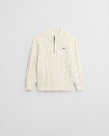 GANT Kinder Troyer aus Baumwolle mit Zopfmuster (98/104) Weiß