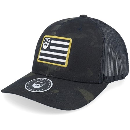 Bearded Man - Camo trucker Kšiltovka - Beard Nation Black Camo Trucker @ Hatstore