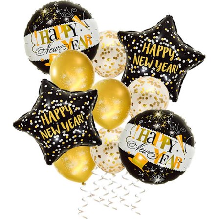Nyårsdekorationer 2025 Ballonger, 10 st Grattis Nytt År Dekorationer 2025 Foliestjärneballonger och Guld Svart Nyårsfest