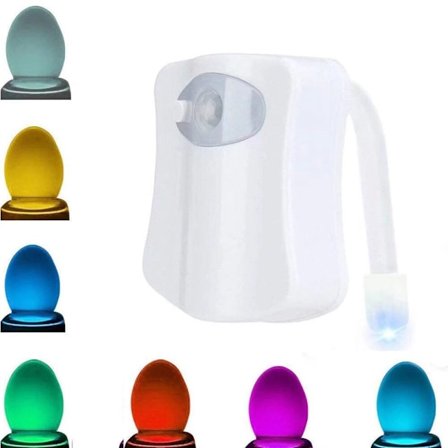 LED Toalett nattlys med bevegelsessensor, menneskelig kropps induksjon nattlys, toalettsetelys, 8 farger