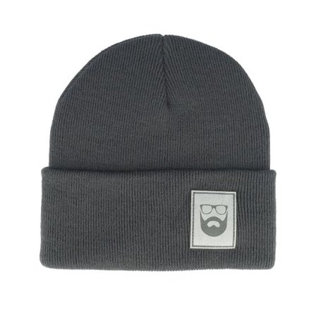 Bearded Man - Grå cuff Beanie - Logo Patch Graphite Grey Beanie @ Hatstore