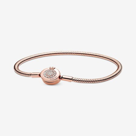 Pandora - Moments Sparkling Crown O Snake Chain Armband - 14k roséguldplätering