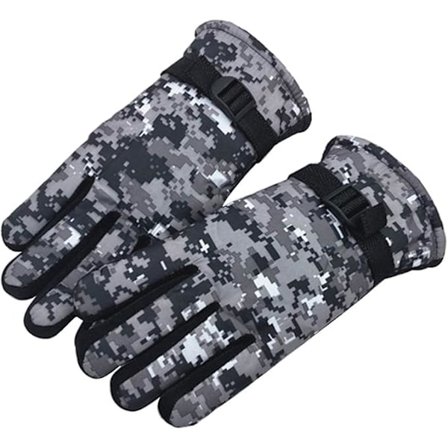 Vanntett kamuflasje vinterhansker for barn, varme skihansker for utendørs bruk, grå