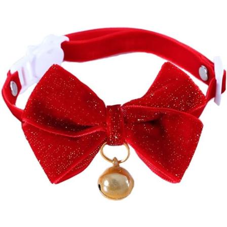 Julhalsband för husdjur, 2 st handgjorda sammetsdjur Jul fluga kragar för katter Valpar Små hundar