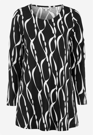 Cellbes of Sweden - Mönstrad trikåtunika med fickor - svart / vit / mönstrad - för damer - 42/44