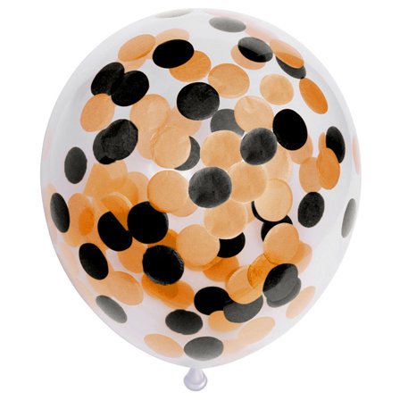 Sorte/Orange Konfettiballoner 6-pak