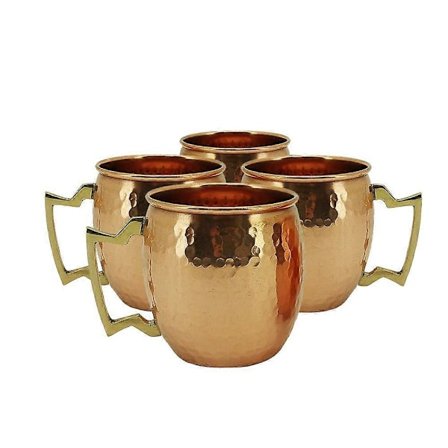 4 Muggar Moscow Mule Mugg Massiv Koppar Hammrad