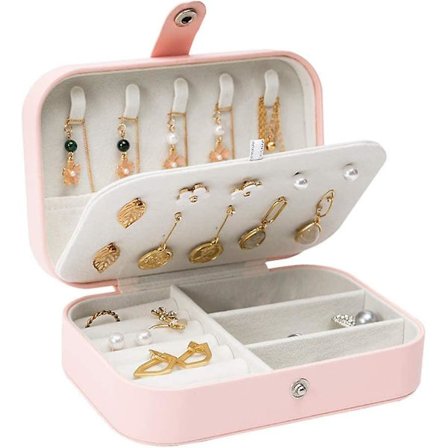 Mini smykkeskrin, 2-lags smykkeskrin for reiser, PU-skinn display