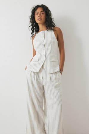 NA-KD Wide Leg High Waist Loose Pants - Stribede bukser - Stribet - EU 40