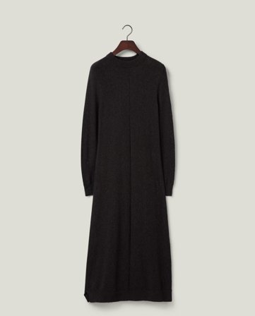 Lexington Lige pasform midi strikket kjole, mørkebrun melange