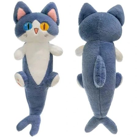 Gosedjur Haj Katt Docka Söt Tecknad Mjuk Plysch Haj Kattunge Kudde Lång Prydnadskudde Sovande Djur Docka Leksak Present till Barn Flickvän (50cm)