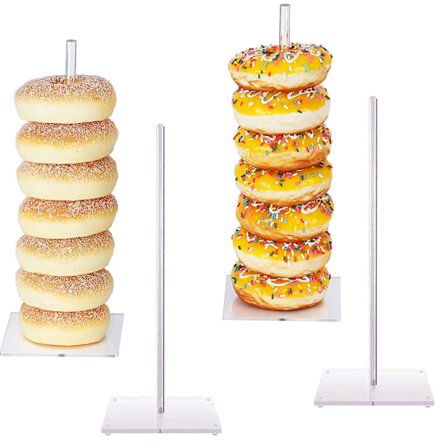 4 stk firkantet base akryl donuts stativ dekorativ smultring bagels display rack holder for bursdag bryllup bankett (15 tommer*2 10 tommer*2)