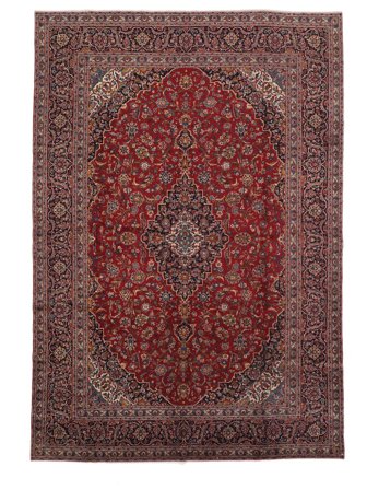 Hand Knotted Persian Keshan Rug 300X430 Dark Red/Black