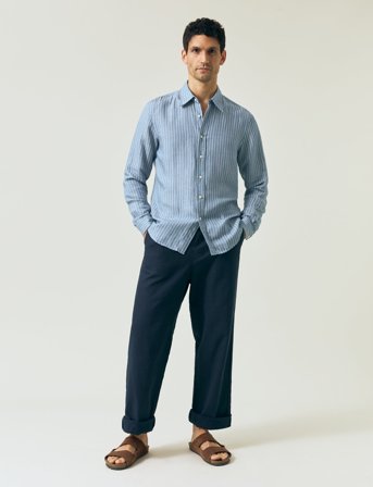 Lexington Clothing Classic Hemp Striped Shirt - Blue - XL