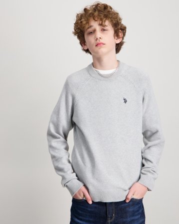 U.S. Polo Assn. Crew Neck Knit Grå Genser Gutt - Kids Brand Store