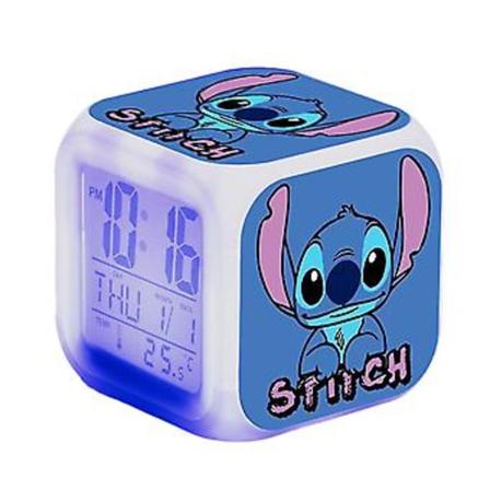 Lilo & Stitch Digital Vækkeur med 7 Farveskiftende Tegnefilm Natlys Sengelampe Hjemmedekoration Legetøj til Børn Gaver{jkw} ( A)