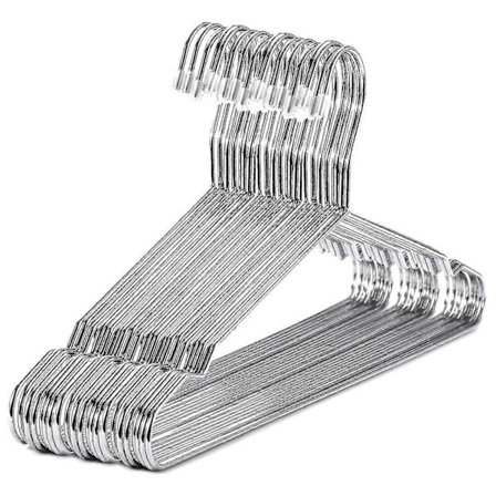 Ruostumattomasta teräksestä valmistetut henkarit 40 cm 20 kpl Vaatteiden henkarit Standardi lovettu henkari tilaa säästävä